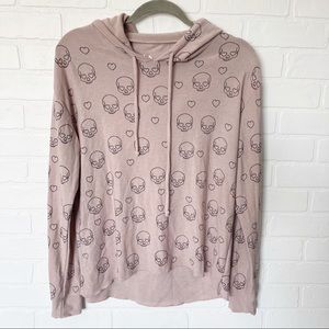 Chaser Pink Skull Hooded Pullover Sz M
